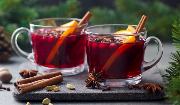 Rose Hip Herbal Tea with Star Anise, Cinnamon Stick, and Lemon